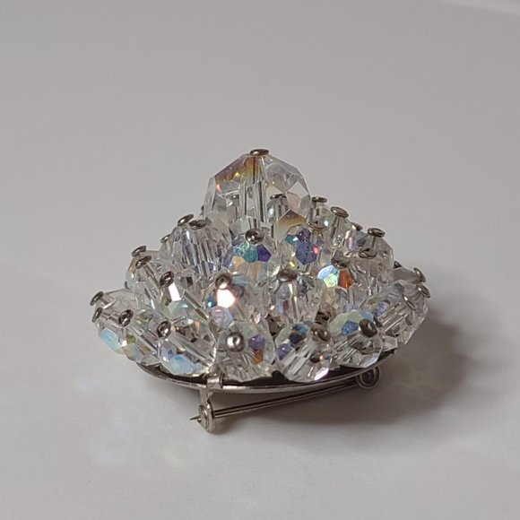 Vintage Pretty Clear Glass Bead Brooch - Picture 7 of 9